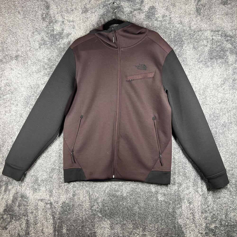 The North Face Hoodie Mens L Purple Full Zip Hooded Pockets Stretch Logo Tech